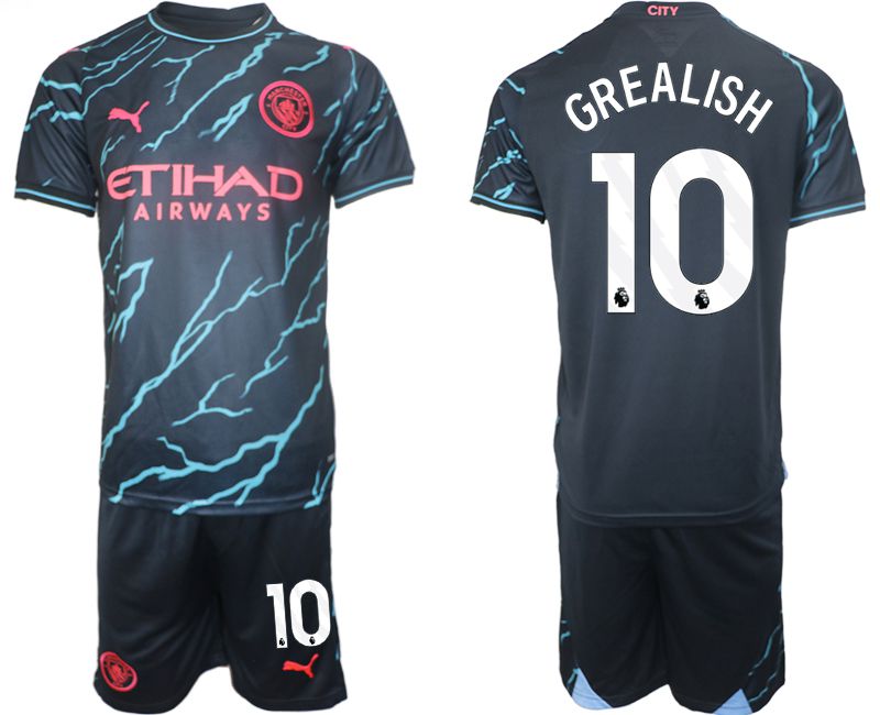 Men 2023-2024 Club Manchester City away blue 10 Soccer Jersey